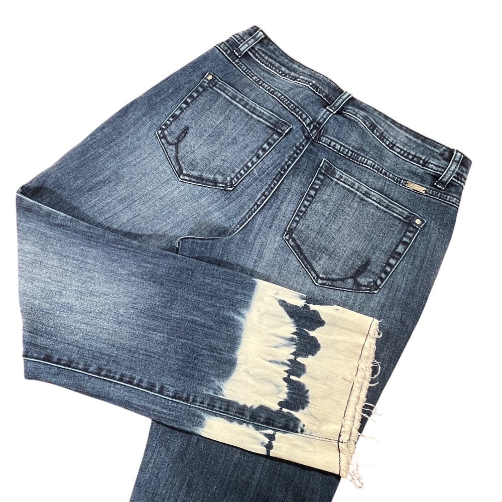 INC International Concepts Dip Dye Raw Hem Straight Ankle Jeans Womens Sz 8 EUC